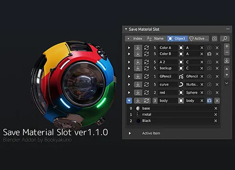 Blender材质槽切换器插件 save material slot  v1.3