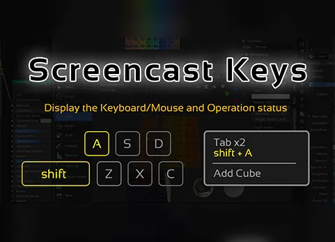 Blender键鼠操作显示插件 - Screencast Keys v3.12【中文版】