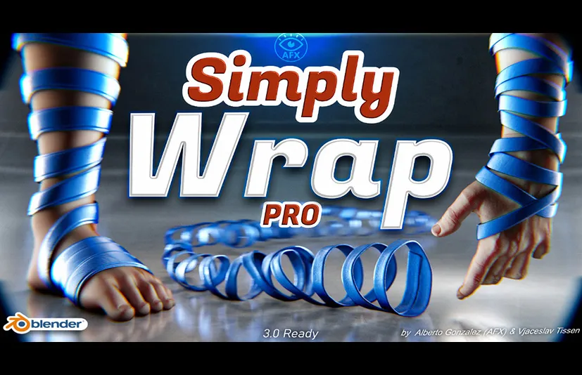 Blender绳子绸缎多边形缠绕插件 - Simply Wrap Pro v1.5.2