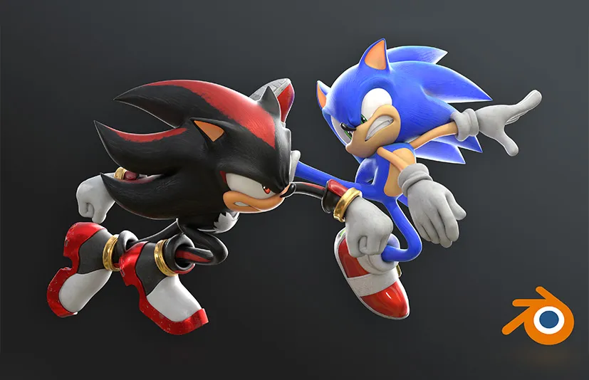 Blender模型 - Sonic+ Deluxe - Shadow+ Deluxe Blender4.2 rigs