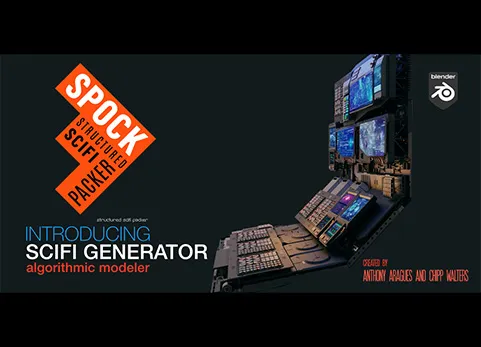 Blender科幻控制台模型生成插件 - Spock: Structured Scifi Packer v1.1.1