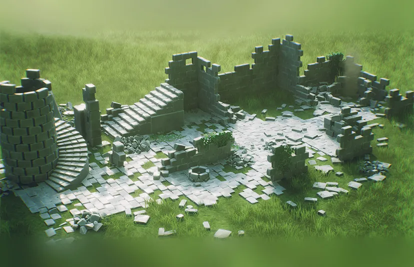 Blender风格化城堡废墟环境 - Stylized Castle Ruins Asset Pack