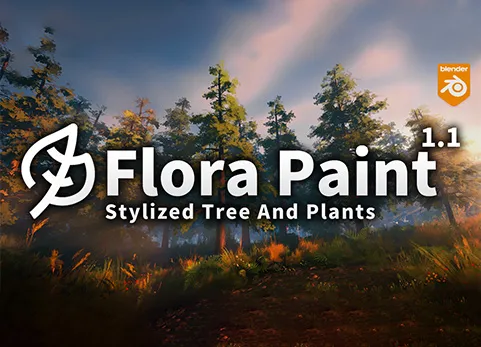 Blender风格化的树木植物与材质预设库 - Stylized Trees And Plants Tree Library Flora Paint v1.1