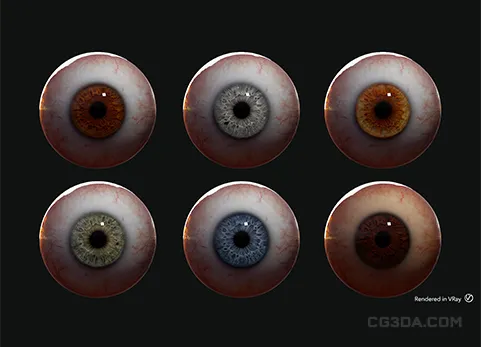 眼睛眼球虹膜贴图模型资产-Flippednormals Eye Kit