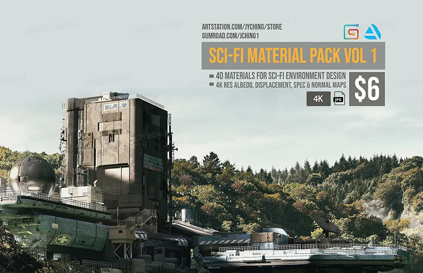 40组科技风格金属凹凸贴图-40 Sci-Fi Materials for Environment Design