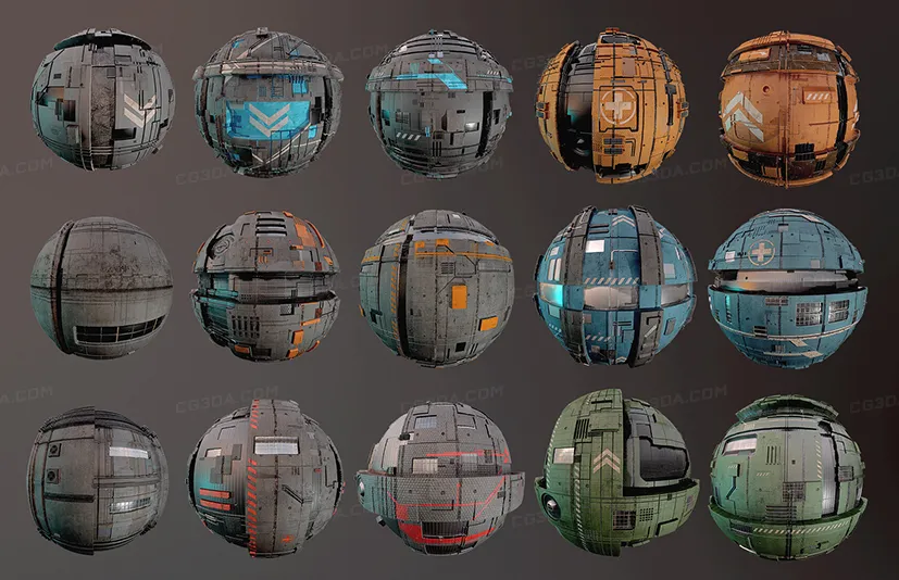 40组科技风格金属凹凸贴图-40 Sci-Fi Materials for Environment Design