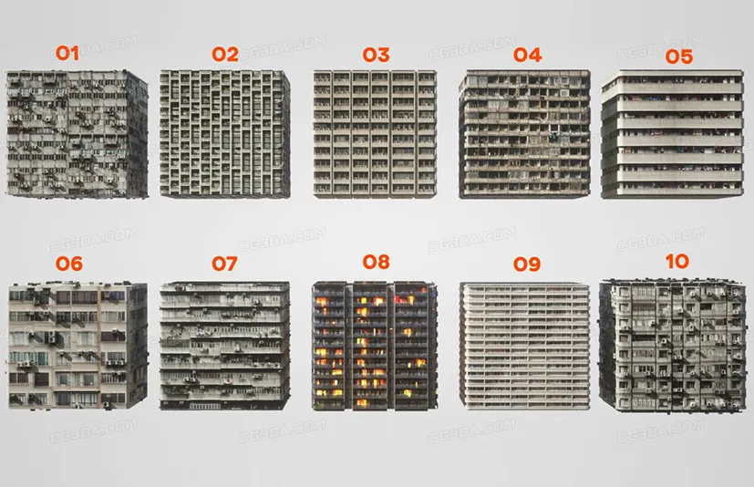 10张公寓建筑大楼pbr贴图-FREE textures - Apartment Buildings PBR Materials (4K)
