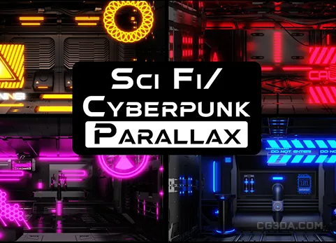赛博朋克视差贴图-Sci Fi Cyberpunk Parallax Rooms