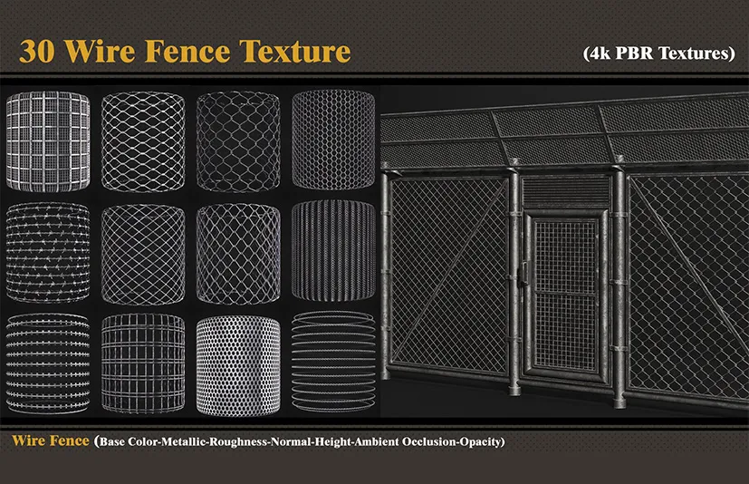 铁丝网纹理 - 30 Wire Fence Texture