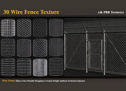铁丝网纹理 - 30 Wire Fence Texture