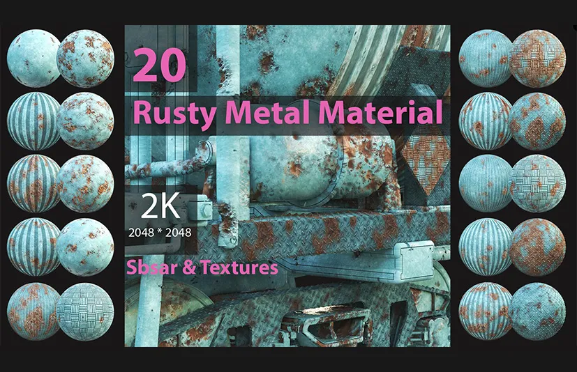 20个生锈金属材质 - 20 RUSTY METAL PBR & SBSAR