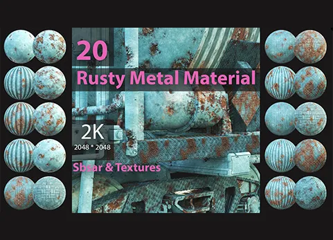 20个生锈金属材质 - 20 RUSTY METAL PBR & SBSAR
