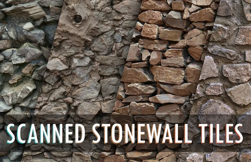 扫描石墙纹理包 - Photogrammetry Tile Textures - Stonewall Pack 01