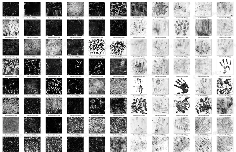 106张污渍划痕指纹等黑白贴图-TFM-BluePrint Pack