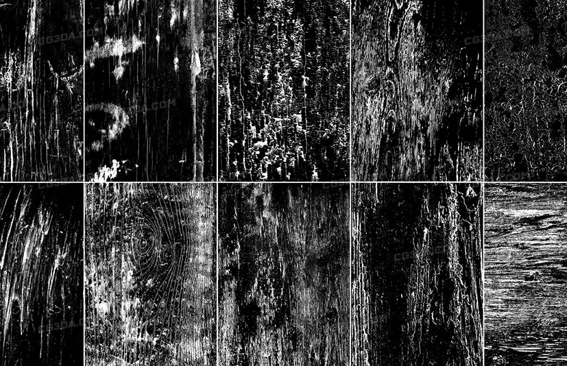 72个木纹表面缺陷凹凸黑白贴图-Wood surface Imperfection Vol 03