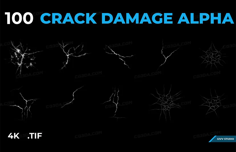 破损裂缝贴图-100 Crack Damage Alpha