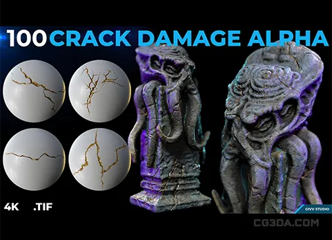 破损裂缝贴图-100 Crack Damage Alpha