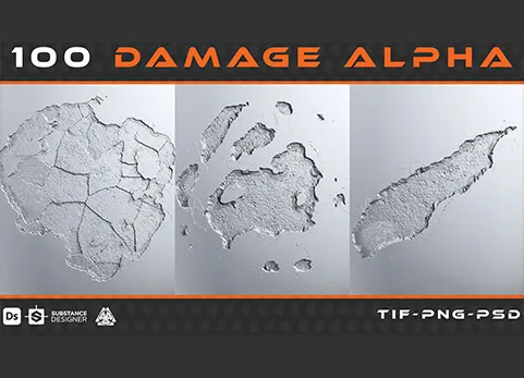 破损纹理 - 100 Damage Alpha - vol 01 + 100 Brush