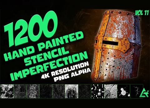 无缝划痕污渍裂纹贴图 - 1200 Hand Painted Alpha Seamless and Tileable Stencil Imperfections (MEGA Pack) - Vol 11