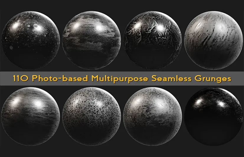 基于照片的划痕污渍无缝贴图 - 110 Photo-based Multipurpose Seamless Grunges