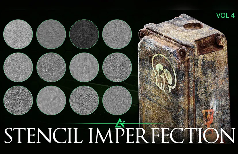 100个缺陷纹理 - MEGA PACK - 100 Practical and useful Stencil imperfection VOL 4