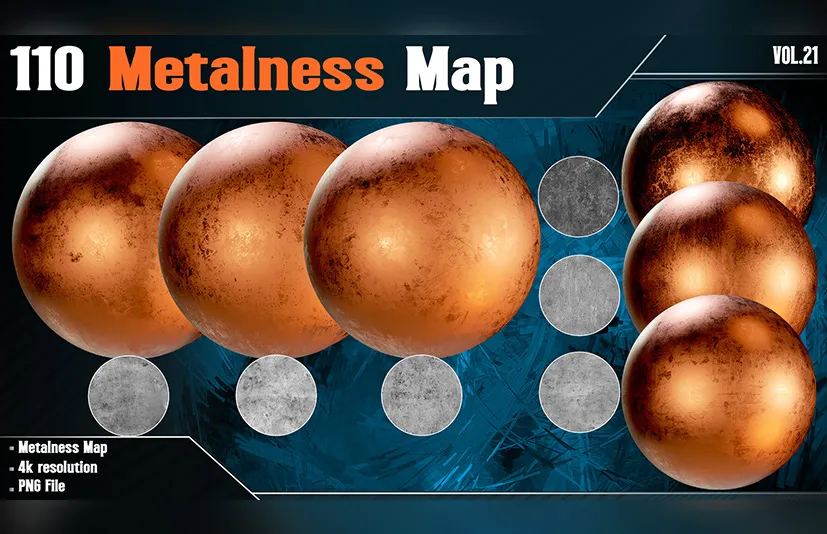 110个金属度图 - 110 Metalness Map - Vol.21 ( 4K PNG )