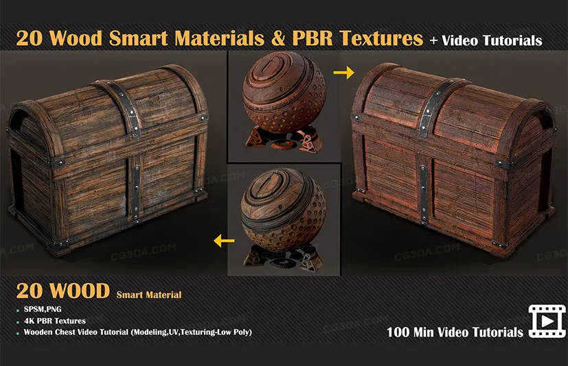 20种木纹智能材质+20 Wood Smart Materials + PBR Textures