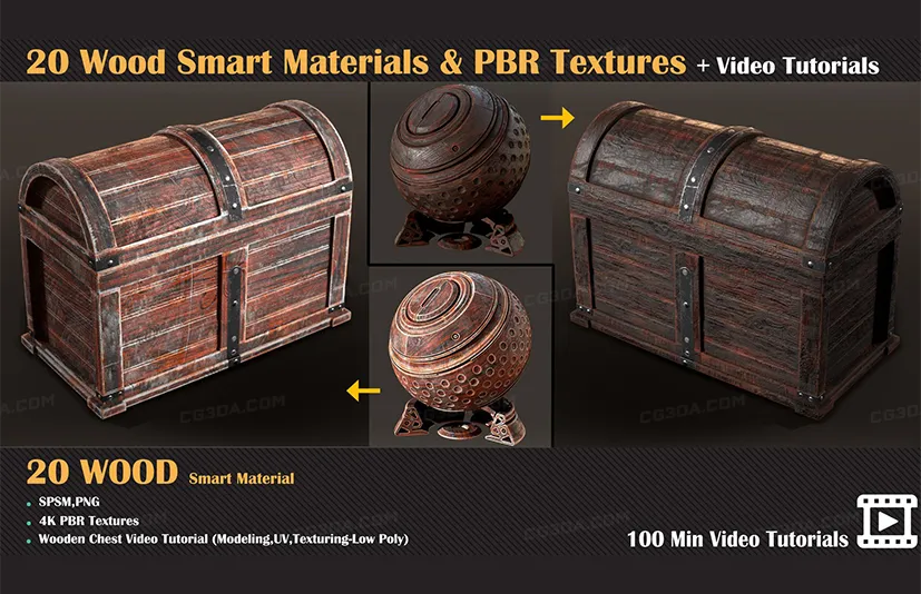 20种木纹智能材质+20 Wood Smart Materials + PBR Textures