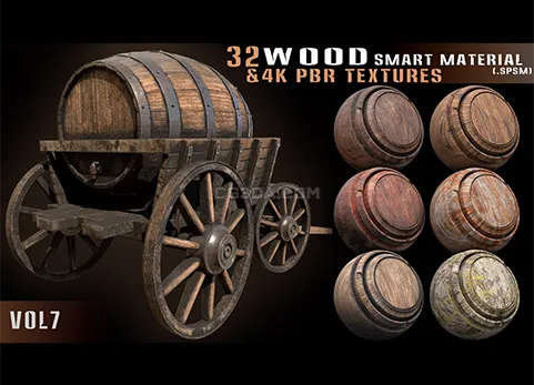 32种木纹智能材质 + 4k PBR 纹理 – Vol 7-32 wood smart material + 4k PBR textures – Vol 7
