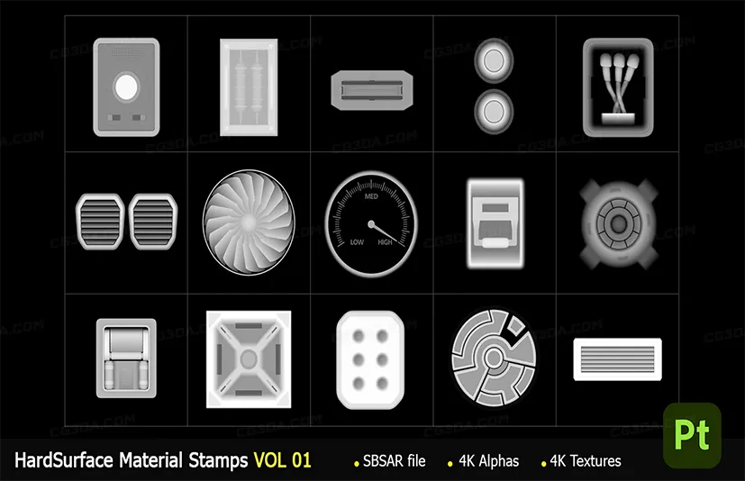 15个硬表面材质-15 HardSurface Material Stamps