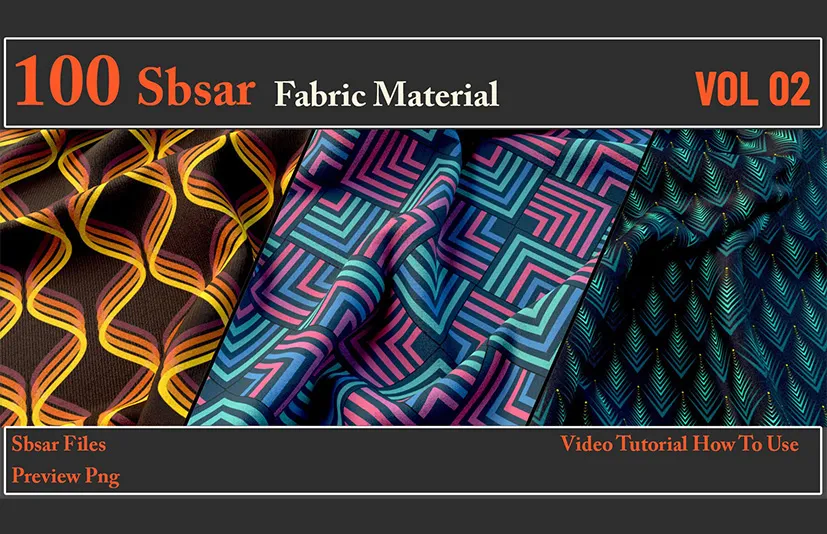 布料材质 - 100 SBSAR Files Fabric Materials VOL 02 + Video How To Use