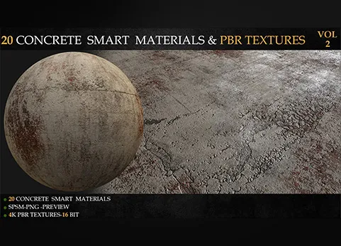 混凝土智能材质 - 20 CONCRETE SMART MATERIALS & PBR TEXTURES-VOL 2