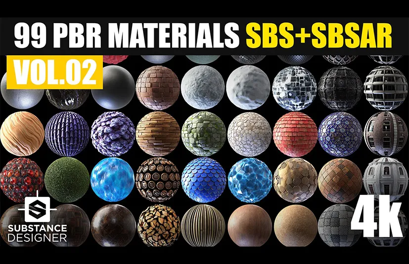 99个PBR材质 - 99 PBR Substance Designer Materials Vol.02