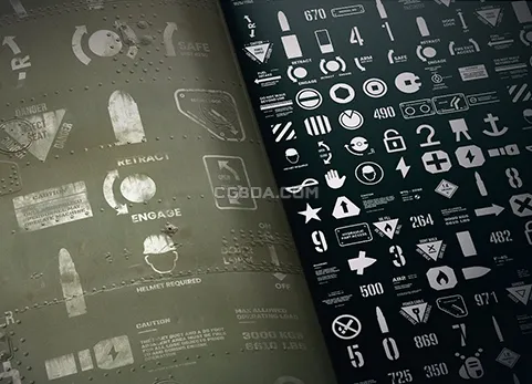 100个HUD贴花贴图-Artstation - Jonas Ronnegard - Military Decals Vol.1