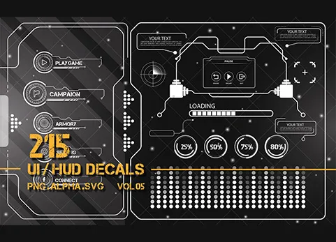 科幻HUD贴图 - 215 + ui / hud scifi graphic decals / vol 05
