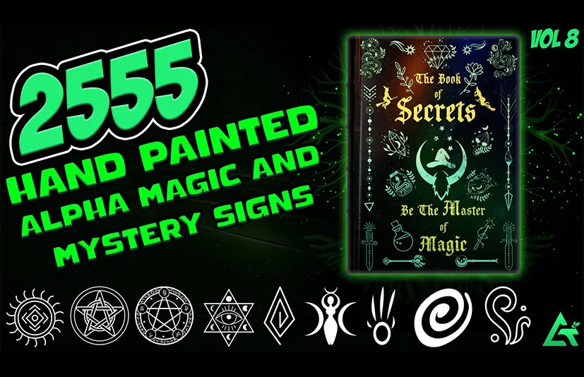 魔法元素和神圣标志 - 2555 Hand Painted Alpha Magic, Mystery & Sacred Signs and Elements (MEGA Pack) - Vol 8