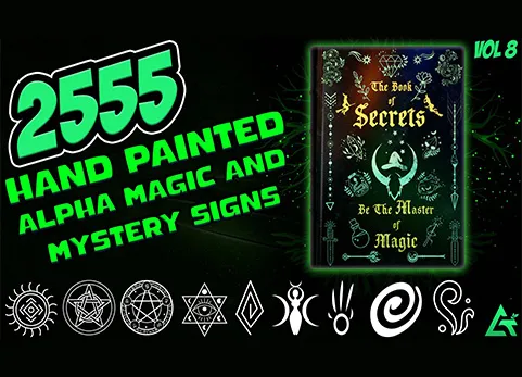 魔法元素和神圣标志 - 2555 Hand Painted Alpha Magic, Mystery & Sacred Signs and Elements (MEGA Pack) - Vol 8