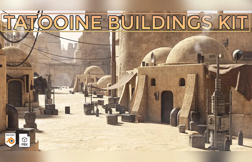 Blender沙漠中世纪建筑资产包 - Tatooine Buildings Asset Pack