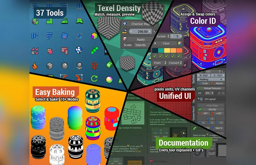 Blender UV纹理工具插件 - TexTools v1.6.1