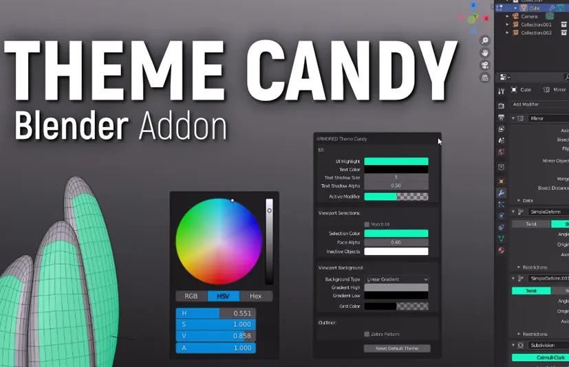 Blender菜单UI主题修改插件 Theme Candy v1.4.1