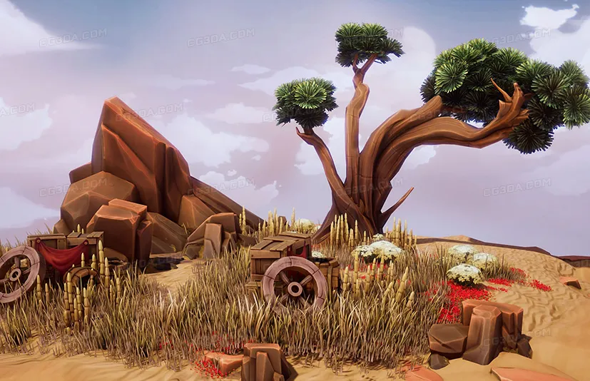 沙漠景观-Crimson Desert Landscape