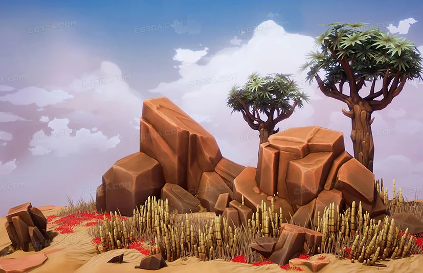 沙漠景观-Crimson Desert Landscape