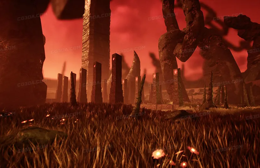 地狱神庙遗迹/带程序化砖块平铺系统-Hell Temple Ruins w/Procedural Block Tiling System