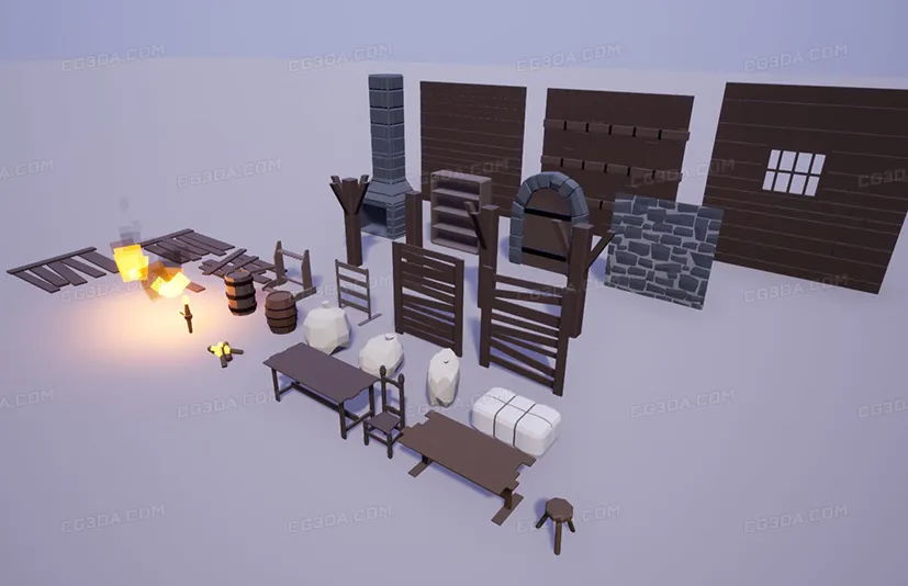 中世纪军械库-Medieval Low Poly Armory Pack