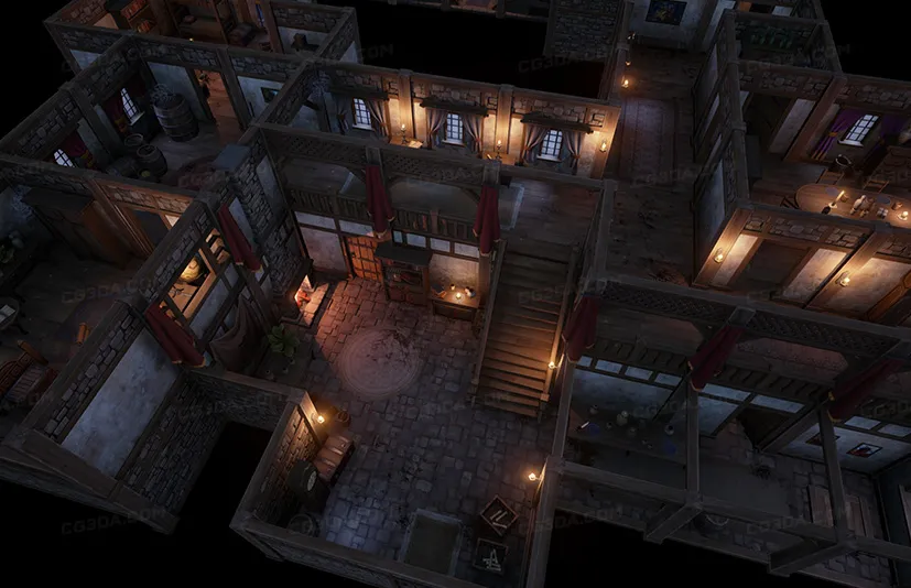 上帝视角的中世纪室内-Top-Down Interiors