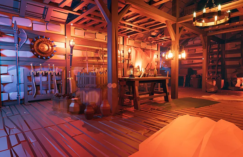 中世纪室内装饰和建筑 - Low Poly Medieval Interior and Constructions