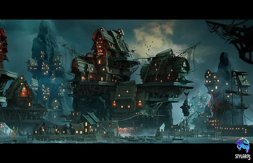 风格化海盗港口城市 - Stylized Pirate Port City Modular (Pirate , Port , City )