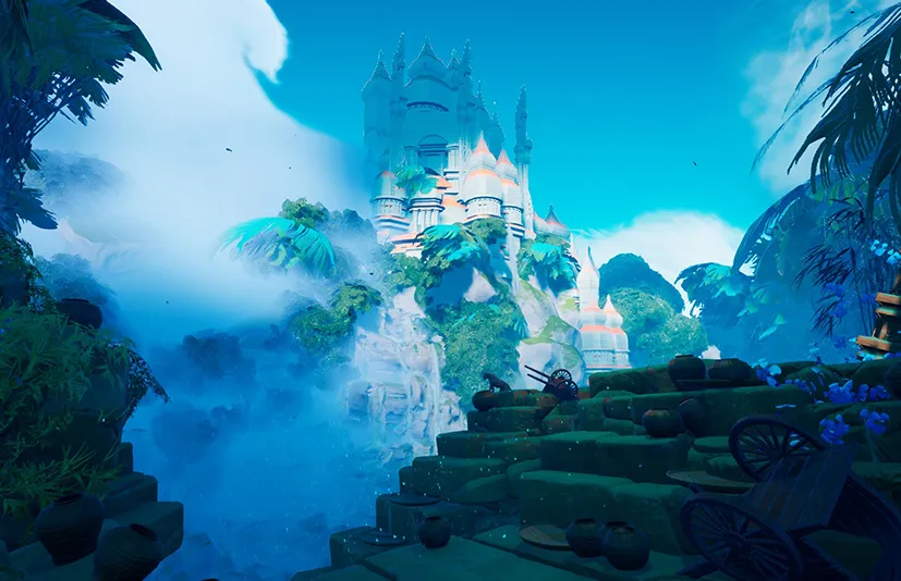石灰岩寺庙-带瀑布资源包 - Limestone Temple with Waterfalls Asset Pack