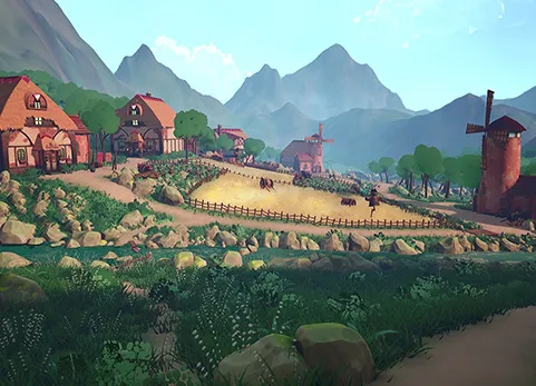 风格化风车谷 - Stylized Windmill Valley - UE5 ( Stylized , Valley , Windmill , Stylized )