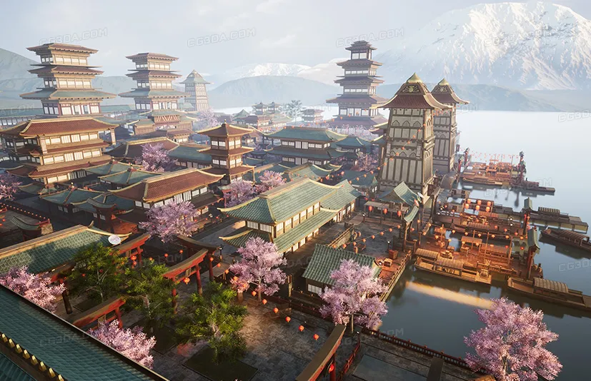 日式古建筑-Modular Asian Medieval City